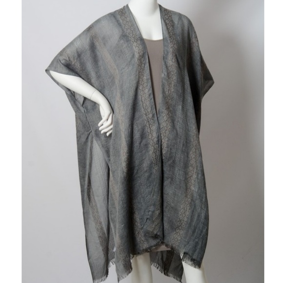 Kimono scarf wrap boho tribal woven CHARCOAL - Picture 4 of 4